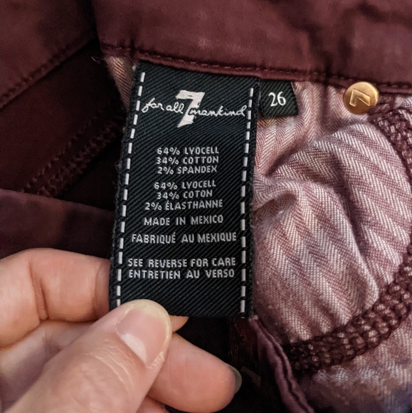 7 for all mankind Maroon Skinny Jeans Size 26 - Picture 5 of 9